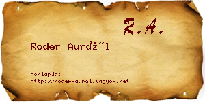 Roder Aurél névjegykártya